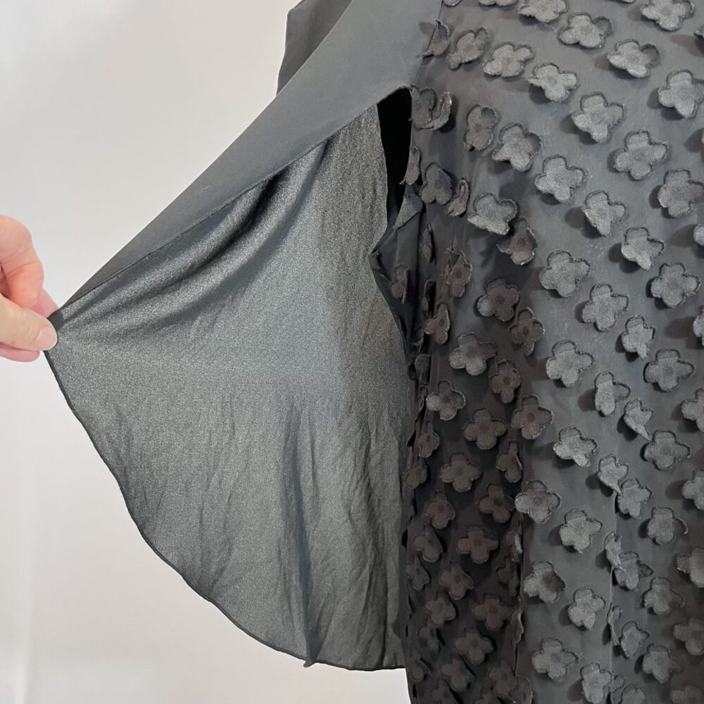 Cartise knee length sleeveless little black dress chiffon cape sleeves sz 12 - Picture 2 of 10